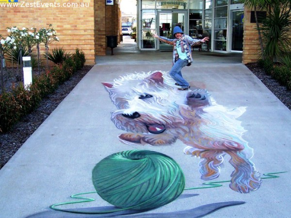 sidewalk chalk dog