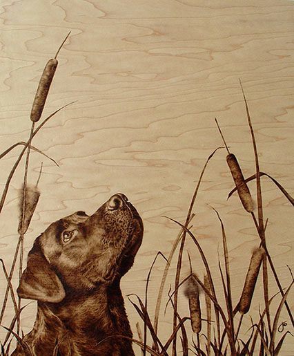hunting dog wood burning
